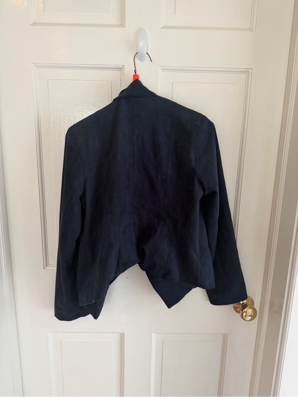 Marie Oliver Navy Faux Suede Drape Front Jacket XS - Picture 5 of 5